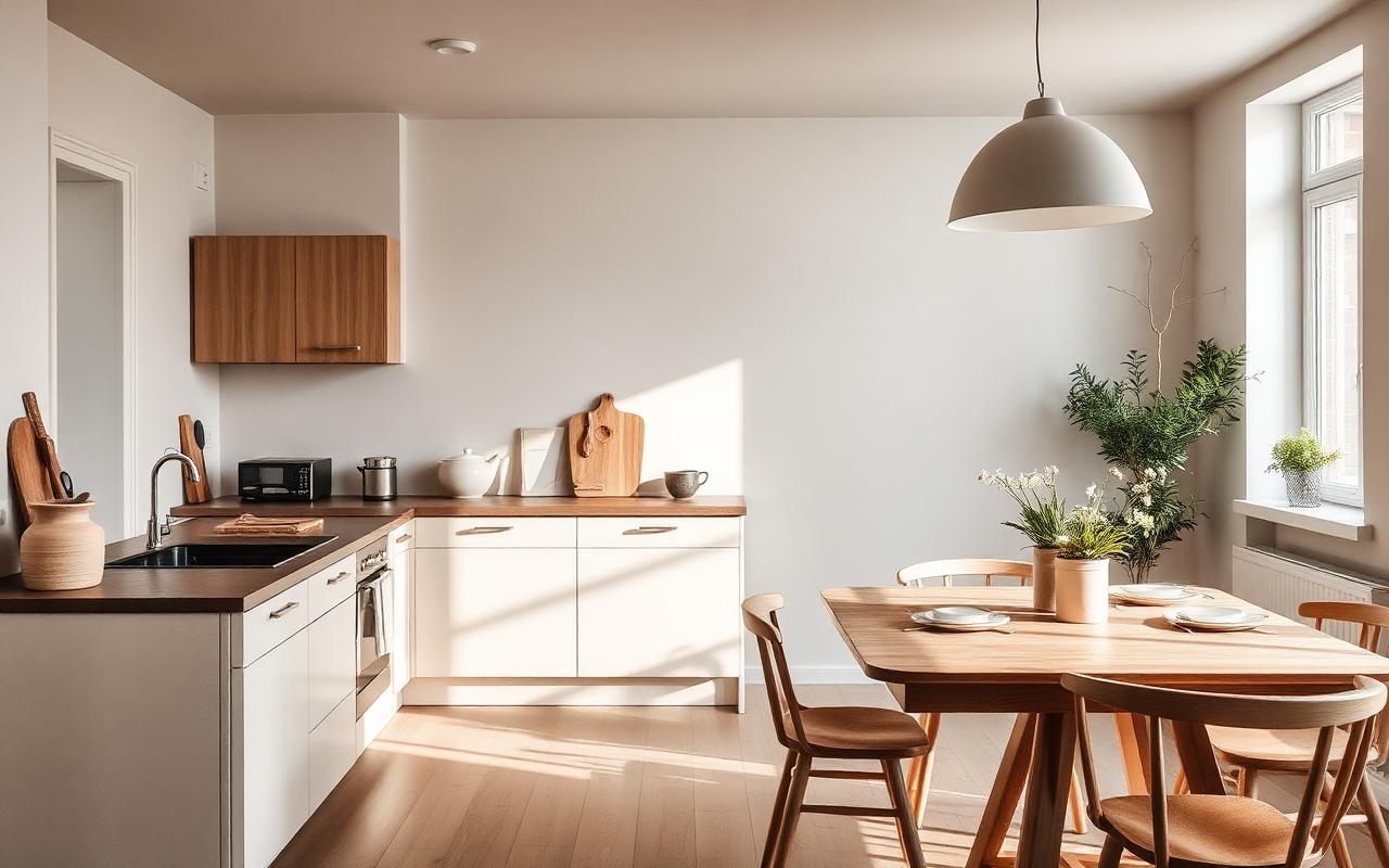 Ljust skandinaviskt kök i en bostadsrätt